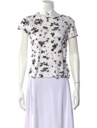 Pre-owned Proenza Schouler Printed Bateau Neckline T-shirt In White