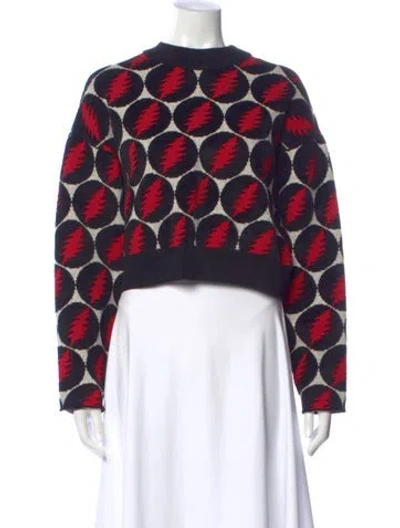 Pre-owned Proenza Schouler Printed Crew Neck Sweater In Blue