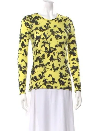 Pre-owned Proenza Schouler Printed Crew Neck Top In Yellow