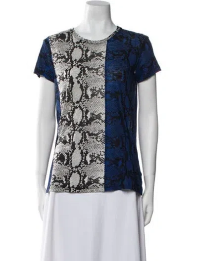Pre-owned Proenza Schouler Printed Crew Neck T-shirt In Blue