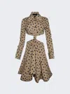 Proenza Schouler Knotted-front Cutout Polka-dot Dress In Beige