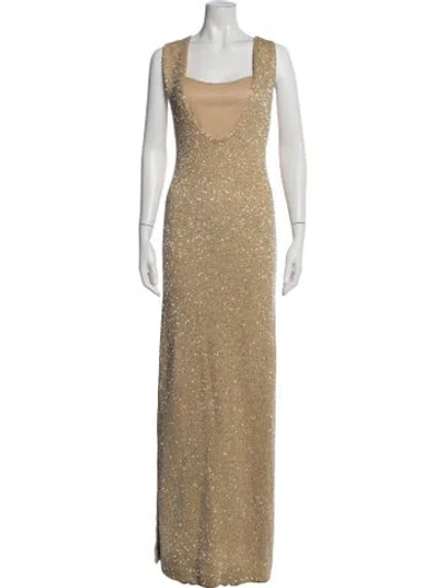 Pre-owned Proenza Schouler Printed Long Dress In Metallic/yellow