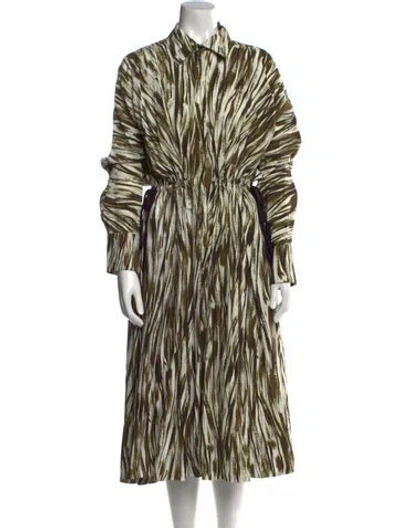 Pre-owned Proenza Schouler Printed Long Dress W/ Tags In Green