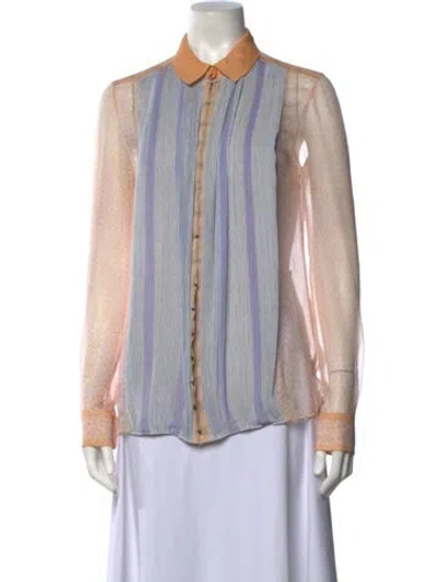 Pre-owned Proenza Schouler Printed Long Sleeve Blouse In Orange