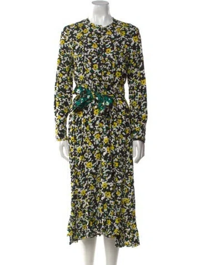 Pre-owned Proenza Schouler Printed Midi Length Dress In Black