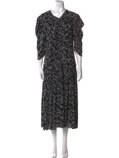 Pre-owned Proenza Schouler Printed Midi Length Dress In Black