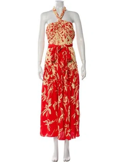 Pre-owned Proenza Schouler Printed Midi Length Dress In Orange