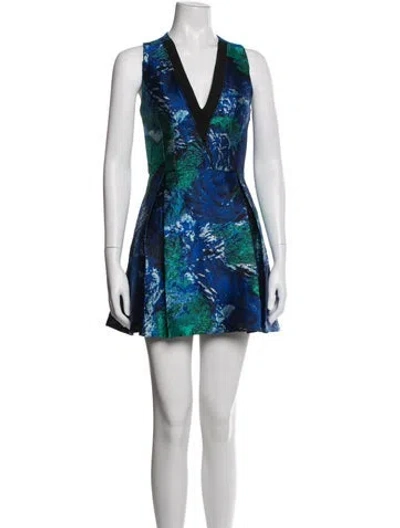 Pre-owned Proenza Schouler Printed Mini Dress In Blue