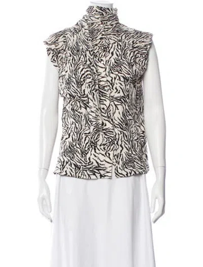 Pre-owned Proenza Schouler Printed Mock Neck Blouse In Neutral