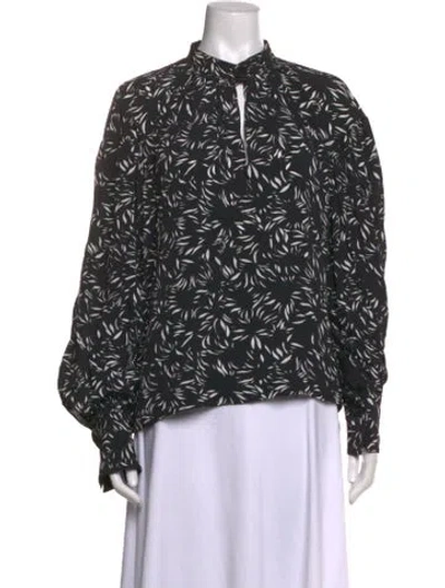 Pre-owned Proenza Schouler Printed Mock Neck Blouse In Neutrals