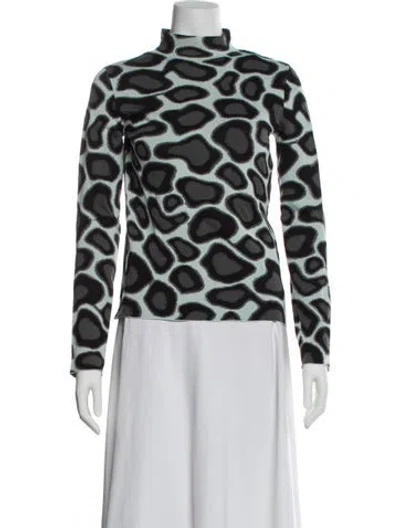 Pre-owned Proenza Schouler Printed Mock Neck Sweater In Gray