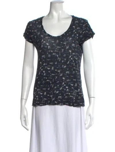 Pre-owned Proenza Schouler Printed Scoop Neck T-shirt In Blue