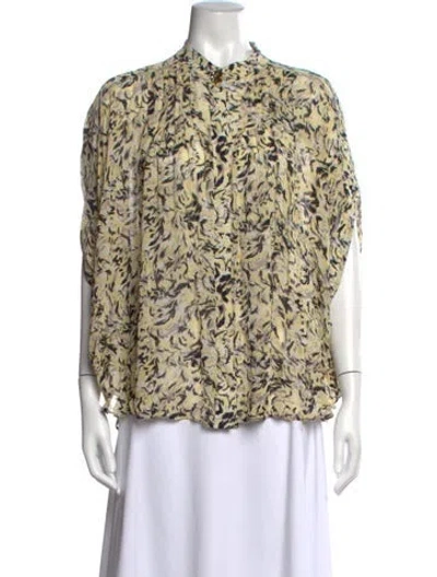 Pre-owned Proenza Schouler Printed Short Sleeve Blouse In Yellow