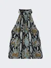 Proenza Schouler Printed Crepe De Chine Halter Top In Black
