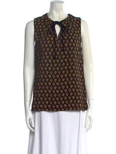 Pre-owned Proenza Schouler Printed V-neck Blouse In Black