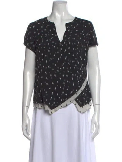 Pre-owned Proenza Schouler Printed V-neck Blouse In Black