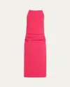Proenza Schouler Priya Draped Bi-stretch Cotton Nylon Dress In Red