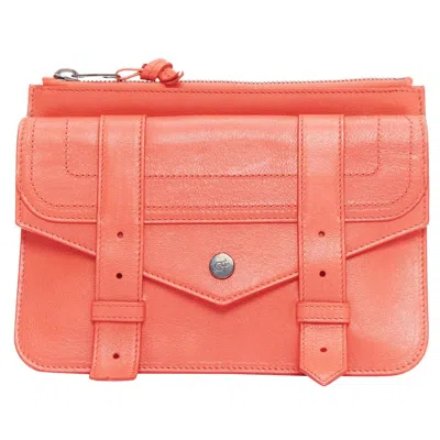 Pre-owned Proenza Schouler Ps1 Coral Red Zip Envelop Portfolio Clutch Pouch