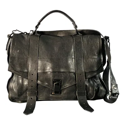Pre-owned Proenza Schouler Ps1 Medium Black Leather Satchel Handbag