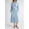 Proenza Schouler Ramona Belted Suede Trench Coat In Blue