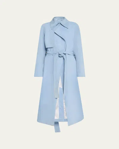 Proenza Schouler Ramona Suede Trench Coat In Blue