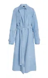 Proenza Schouler Ramona Suede Trench Coat In Light Blue