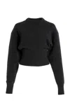 Proenza Schouler Randi Cropped Wool Sweater In Dark Grey