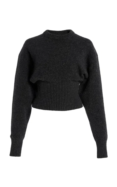 Proenza Schouler Randi Cropped Wool Sweater In Dark Grey