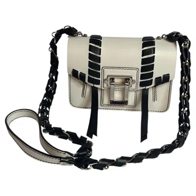 Pre-owned Proenza Schouler Rare  Ps Elliot Clutch Leather White On Black W/ Suede Edges