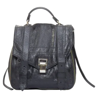 Pre-owned Proenza Schouler Rare  Ps1 Black Textured Leather Silver Hardware Small Backpack