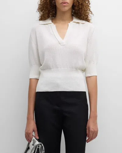 Proenza Schouler Reeve Knit Polo Top In Off White