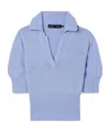 Proenza Schouler Reeve Cropped Cotton Knit Polo Shirt In Blue