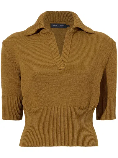 Proenza Schouler Brown Reeve Knitted Polo Top In Neutrals
