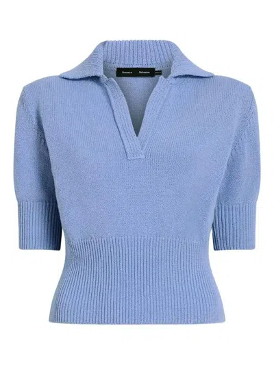 Proenza Schouler Reeve Cotton Knit Polo Shirt In Light Blue