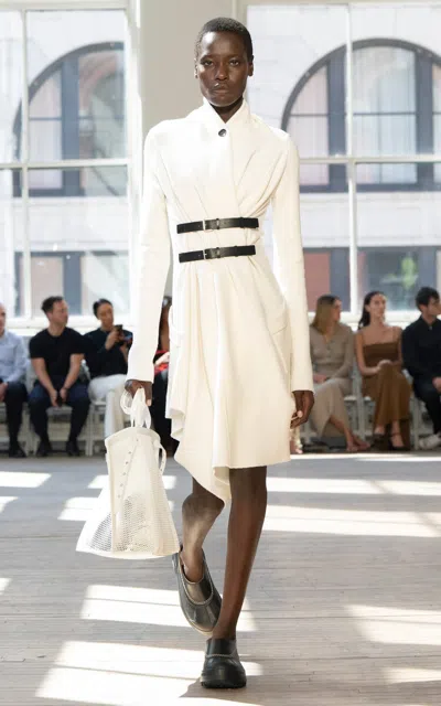 Proenza Schouler Reinhardt Belted Cashmere Knit Dress In White