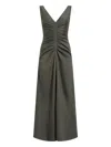 Proenza Schouler Remi Ruched Organic Linen-blend Twill Maxi Dress In Green