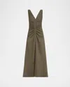 Proenza Schouler Remi Ruched Stretch Linen Blend Midi Dress
