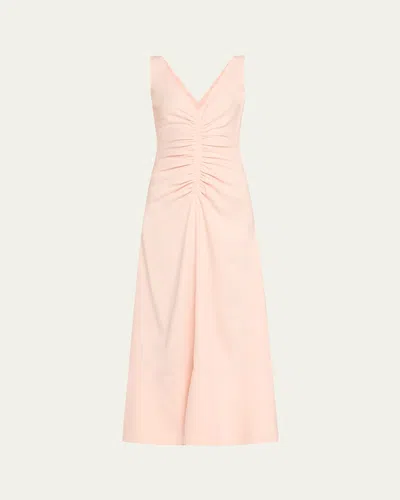 Proenza Schouler Remi Ruched Eco Stretch Flared Dress In Brown
