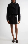Proenza Schouler Reyes Wool And Faux Leather Crop Jacket In Black