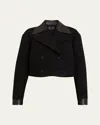 Proenza Schouler Reyes Wool And Faux Leather Crop Jacket In Black