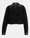 Proenza Schouler Reyes Wool And Faux Leather Crop Jacket In Black
