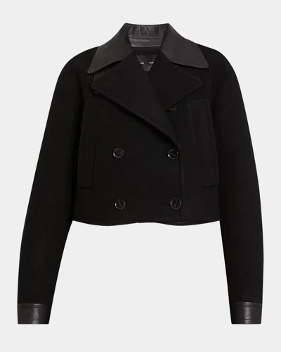 PROENZA SCHOULER REYES WOOL AND FAUX LEATHER CROP JACKET