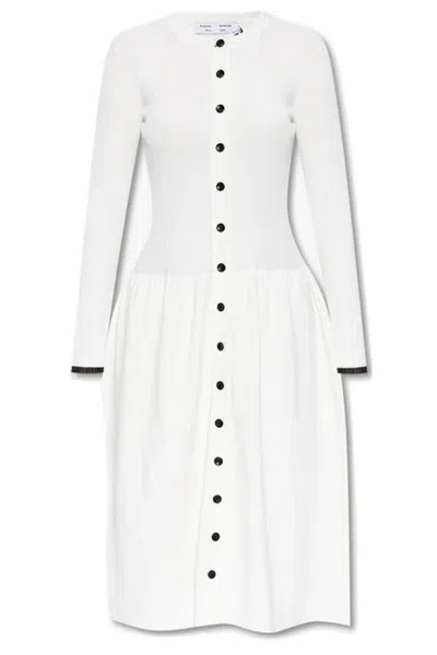 Proenza Schouler Rib Knit Button Front Dress In White