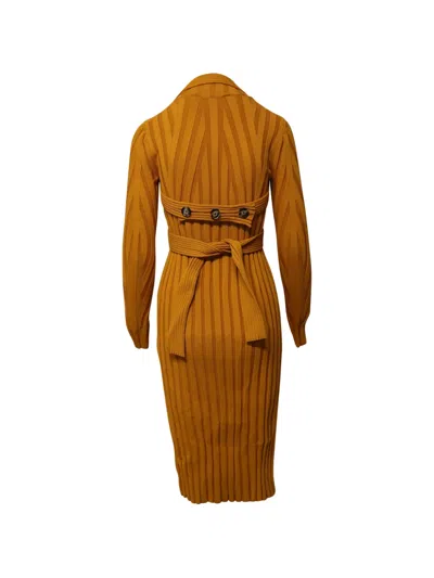 Pre-owned Proenza Schouler Rib Long-sleeve Dress In Orange