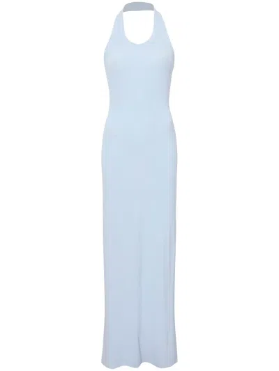Proenza Schouler Ribbed-knit Halterneck Dress In Blue