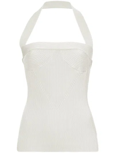 Proenza Schouler Ribbed-knit Halterneck Top In Off White