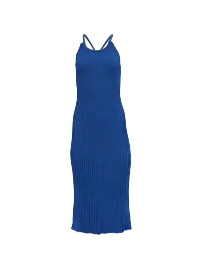 Pre-owned Proenza Schouler Ribbed-knit Midi Dress In Blue