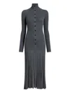 Proenza Schouler Ribbed Pleated Midi Day Dress In Gray
