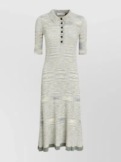 Proenza Schouler Ribbed Texture Midi Length Short Sleeves Dress In Blue