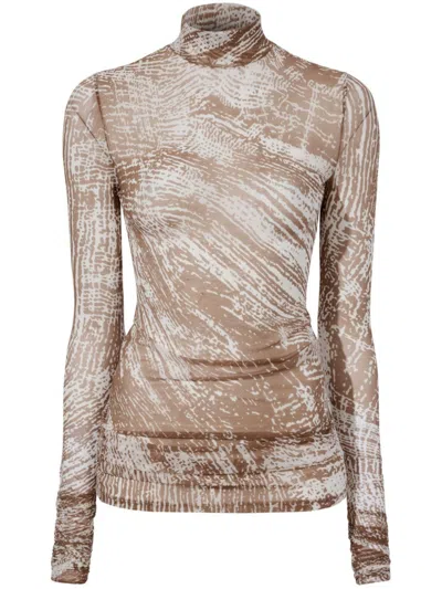 Proenza Schouler Rio Printed Jersey Top In Nude